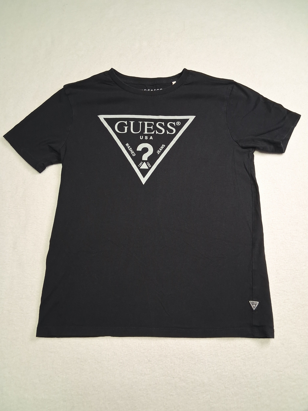GUESS Men's Black Logo Crewneck T-Shirt